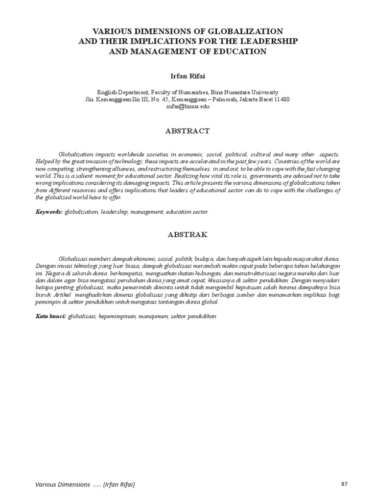 Various Dimensions of Globalization and Their Impl | PDF ...