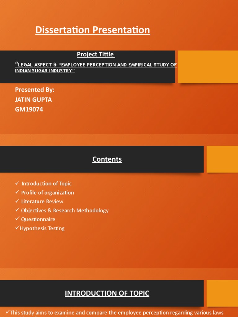 Dissertation Presentation (JATIN GUPTA) | PDF | Hypothesis | Employment