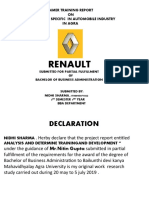 Renault: Summer Training Report ON Study of Sales Specific in Automobile Industry in Agra