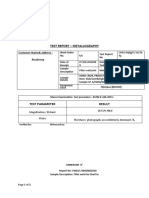 Test Report - Metallography: Customer Name& Address: FHNDHMRG