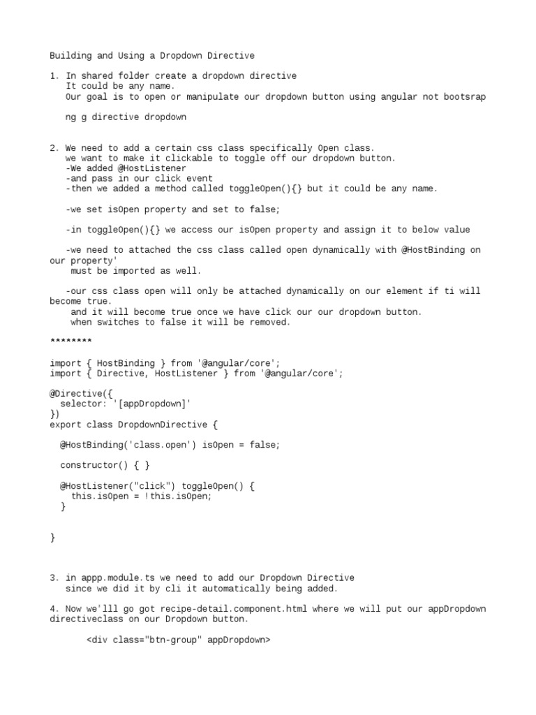 Angular 8 Dropdown Directive Guide | PDF