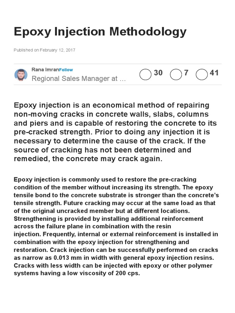 Epoxy Injection Methodology PDF Epoxy Fracture