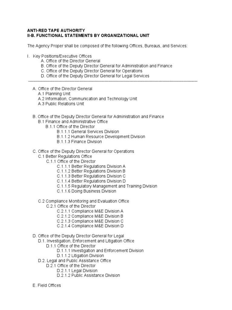ARTA Organizational Structure Overview | PDF | Business | Social Science