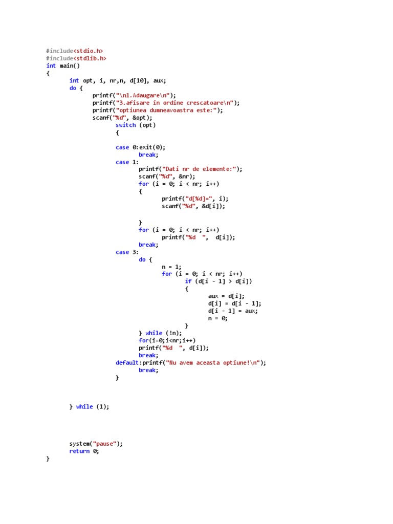 C Program for Array Management | PDF