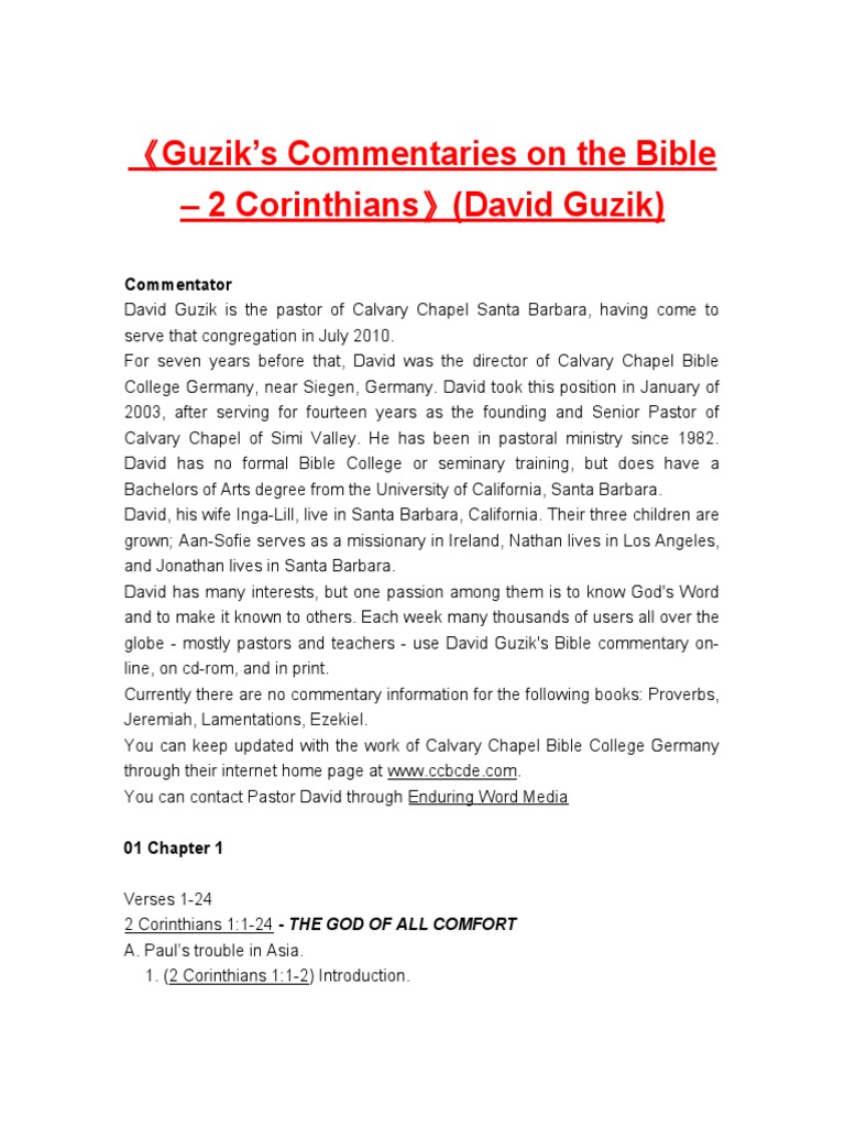 Understanding god s comfort through suffering a commentary on 2