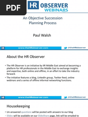 An Objective Succession Planning Process