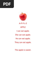 A-P-P-L-E Apple I Can Eat Apple. She Can Eat Apple. He Can Eat Apple. They Can Eat Apple