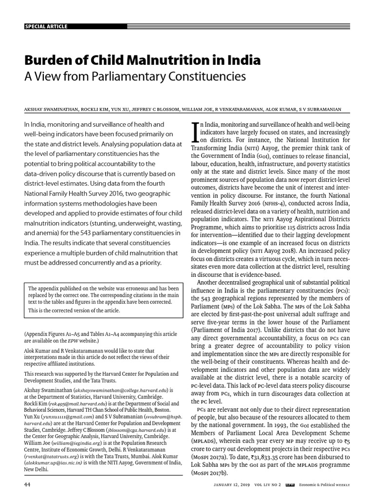 Child Malnutrition in Indian Constituencies | PDF | Science | Business