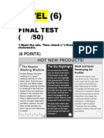 Final Test (/50) : LEVEL