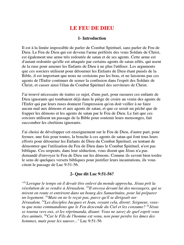 Le Feu de Dieu dans le Combat Spirituel | PDF | Élie | Démons