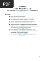 AP Biology Unit 1 - Chemistry of Life: Key Terms