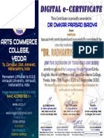 Certificate For DR Omkar Prasad Baidya For - Dr. Radhakrishnan E-Quiz - ...