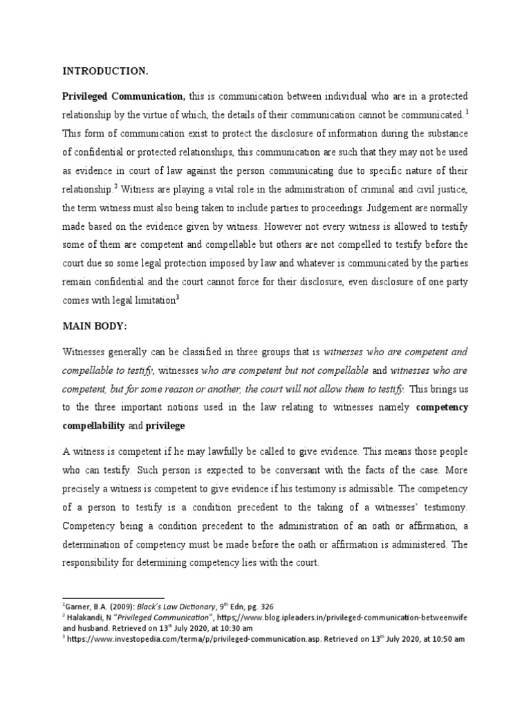Understanding Privileged Communication in Law | PDF | Witness ...