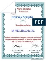 Certificate For DR OMKAR PRASAD BAIDYA For - E-Certificate Panicgogy