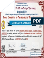 Certificate For DR OMKAR PRASAD BAIDYA For - E-Quiz On The Preamble of I...