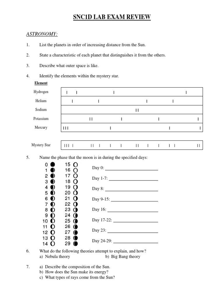 SNC1D Lab Exam Review Guide | PDF | Food Web | Chemical Elements