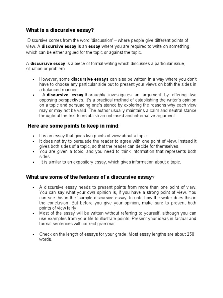 What Is A Discursive Essay | PDF | Essays | Opinion