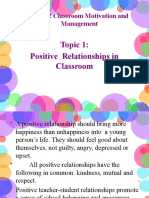 Topic 1: Positive Relationships in Classroom: Med 12 Classroom Motivation and Management