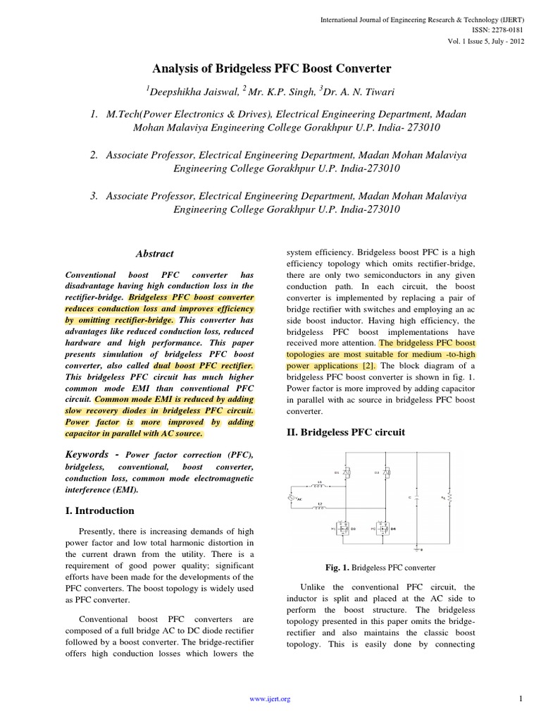 Bridgeless PFC Boost Converter Analysis | PDF | Rectifier | Capacitor