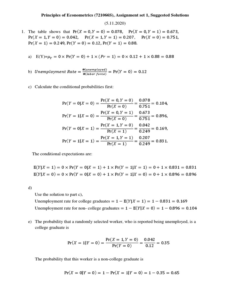 Suggested Detailed Solutions For Assignment Set 1 - Updated Ex 4 - Nov ...