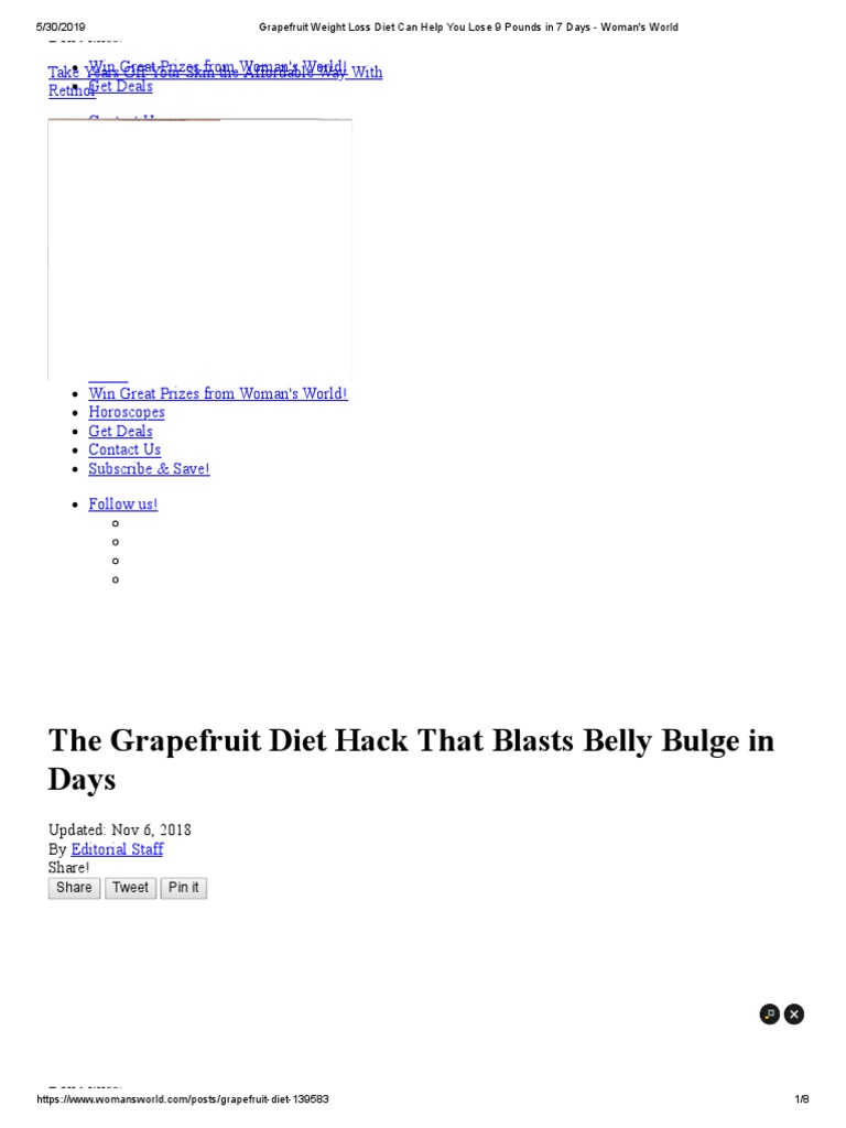 Grapefruit Weight Loss Diet Can Help You Lose 9 Pounds In 7 Days - Woman'S  World Pdf | Pdf | Dieting | Salad