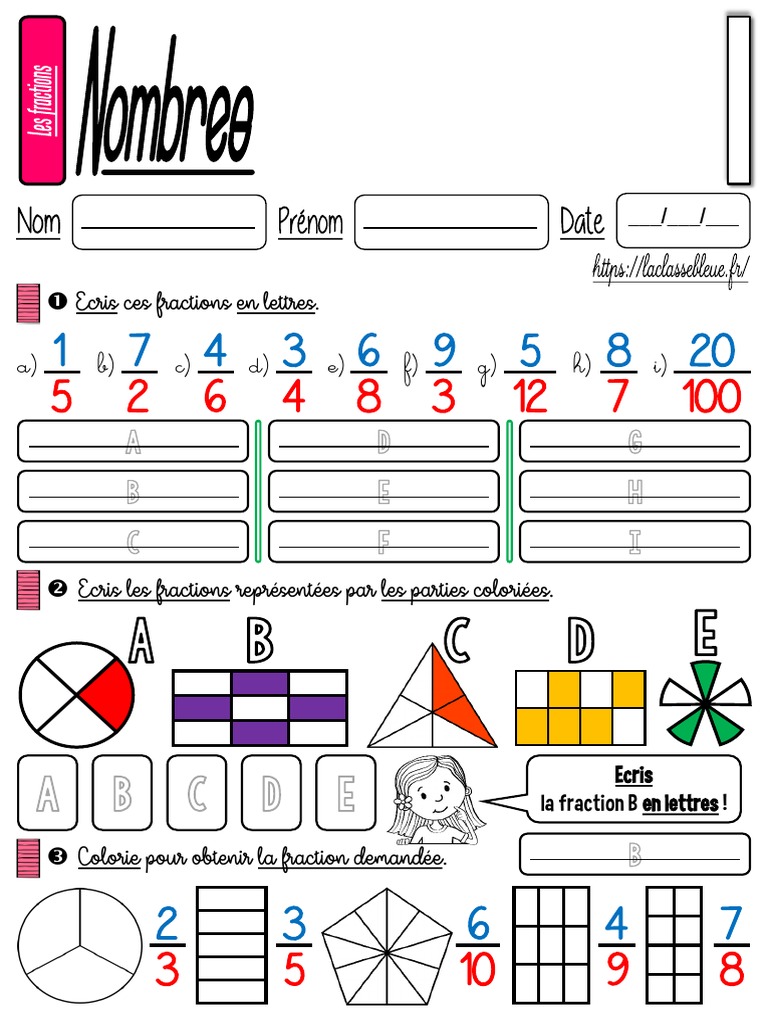 Exercice Fraction Cm1 Avec Correction Les Fractions Lire Et Écrire | PDF | Enseignement des mathématiques | Des  sports