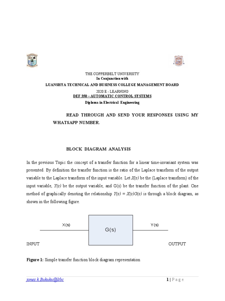 Automatic Control Systems I e Learning | PDF | Electrical Engineering ...