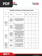 Template For Rubrics For Project Type Courses: 10% of Total Grade (10 Marks)