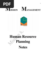 Human Resource Planning Notes: Ission Anagement