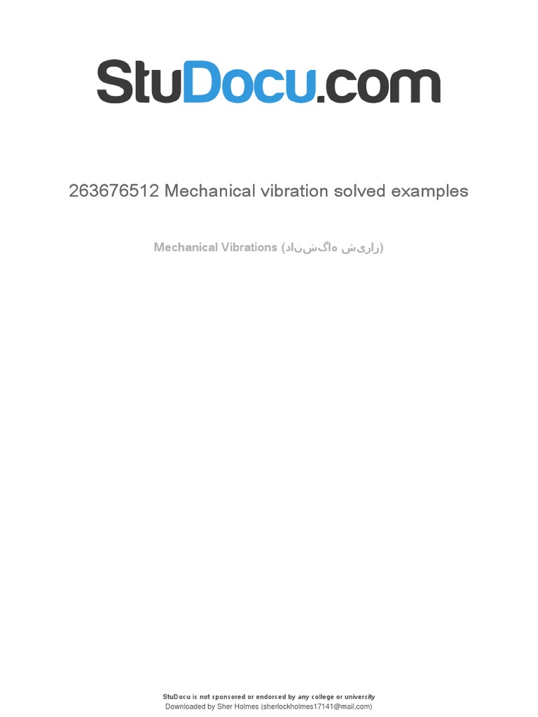 Mechanical Vibration Solved Examples | PDF | Equations Of Motion ...