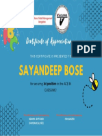 Certificate of Appreciation: Sayandeep Bose
