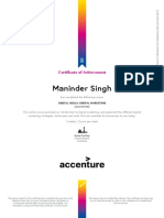 Maninder Singh: Certificate of Achievement