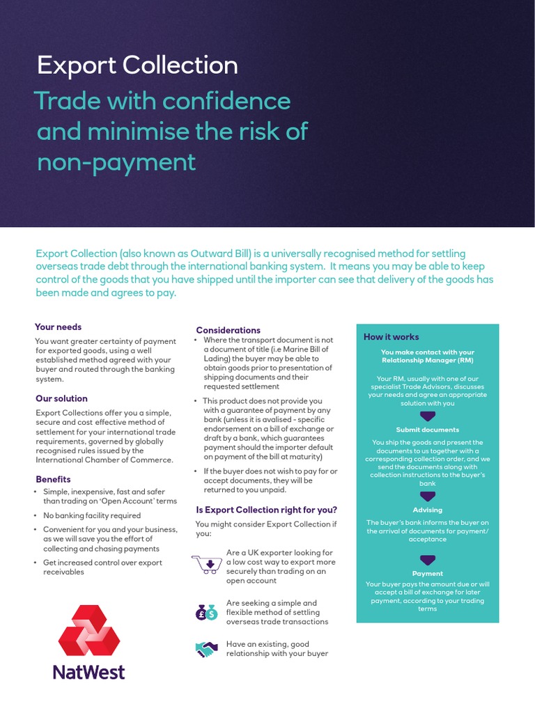 NW Export Collection Factsheet PDF | PDF | Payments | Banks