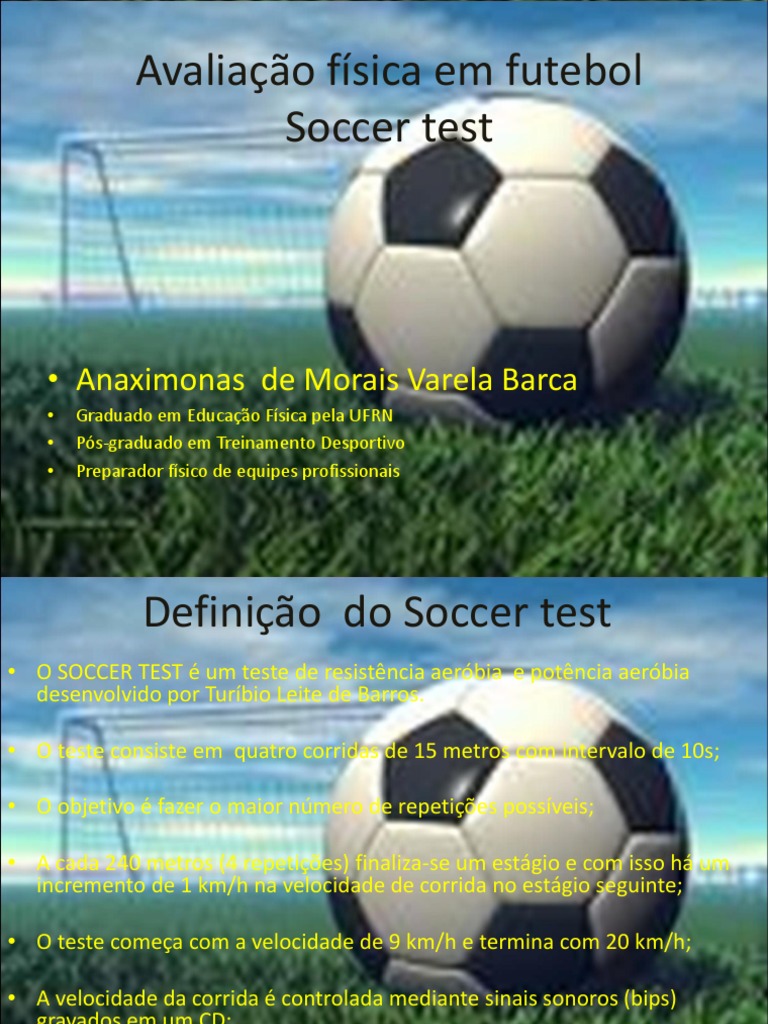 Avaliação do Soccer Test em Futebol | PDF | Futebol | Física