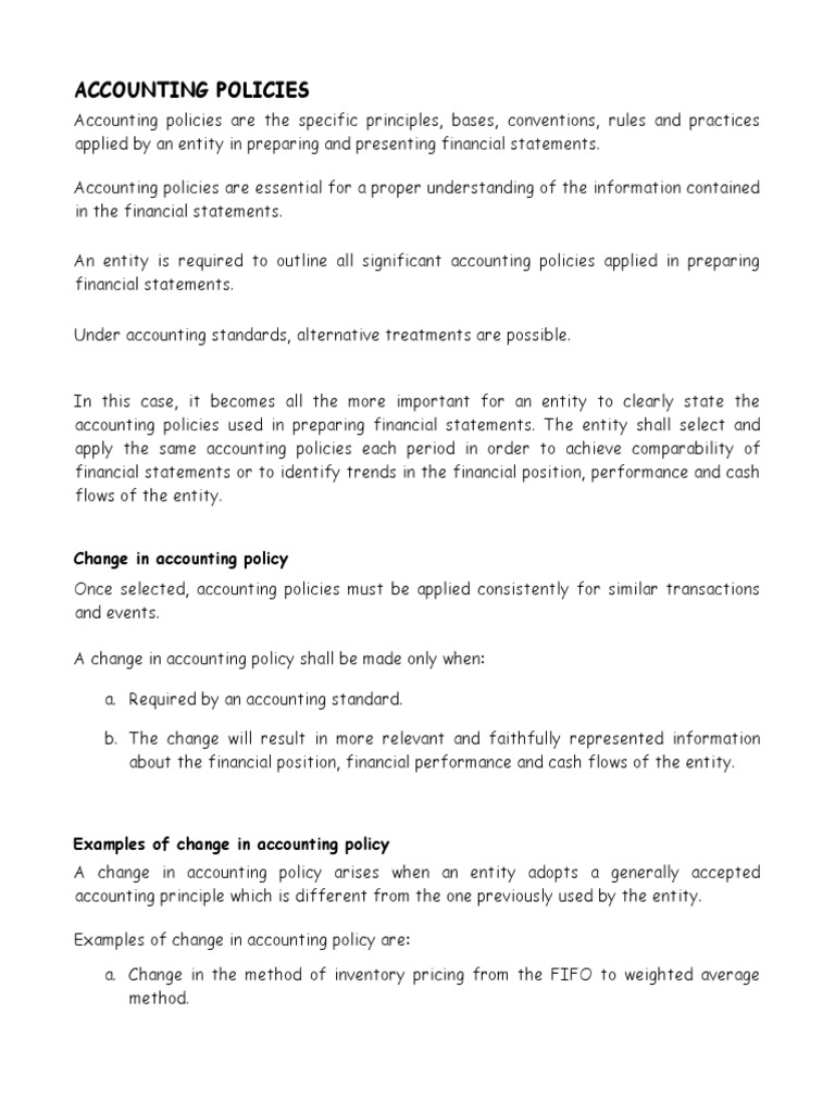 Understanding Accounting Policies and Changes | PDF | Financial ...