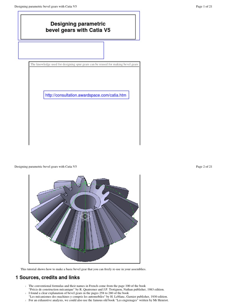 Designing Parametric Bevel Gears in Catia V5 PDF Gear Space