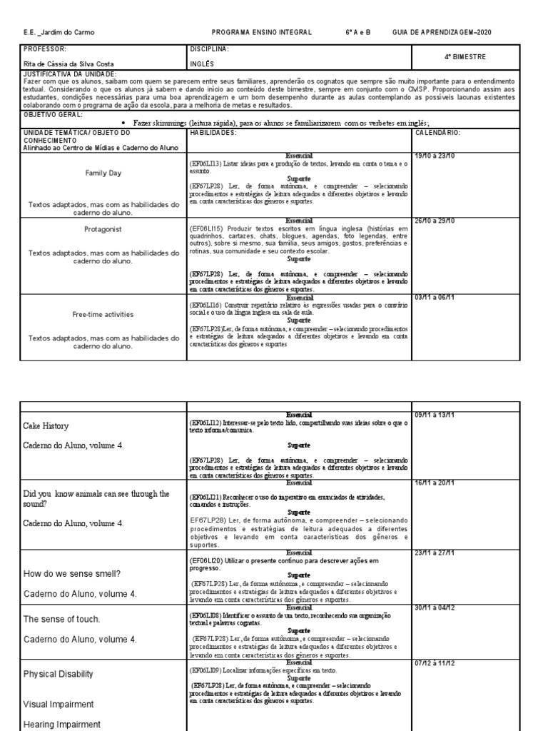 6º Ano) Avaliação Bimestral de Inglês - 2º Bimestre, PDF, Famílias  linguísticas