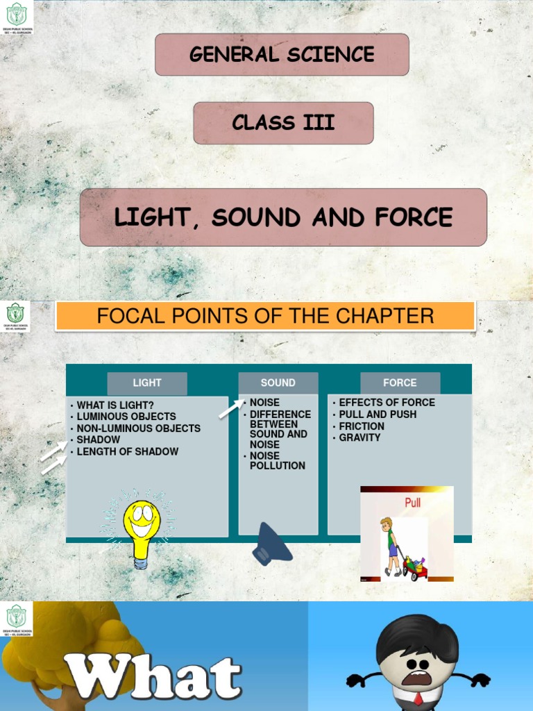 Light, Sound and Force General Science Class Iii PDF Shadow Sound