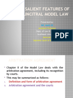 Salient Features of Uncitral Model Law: Presented by