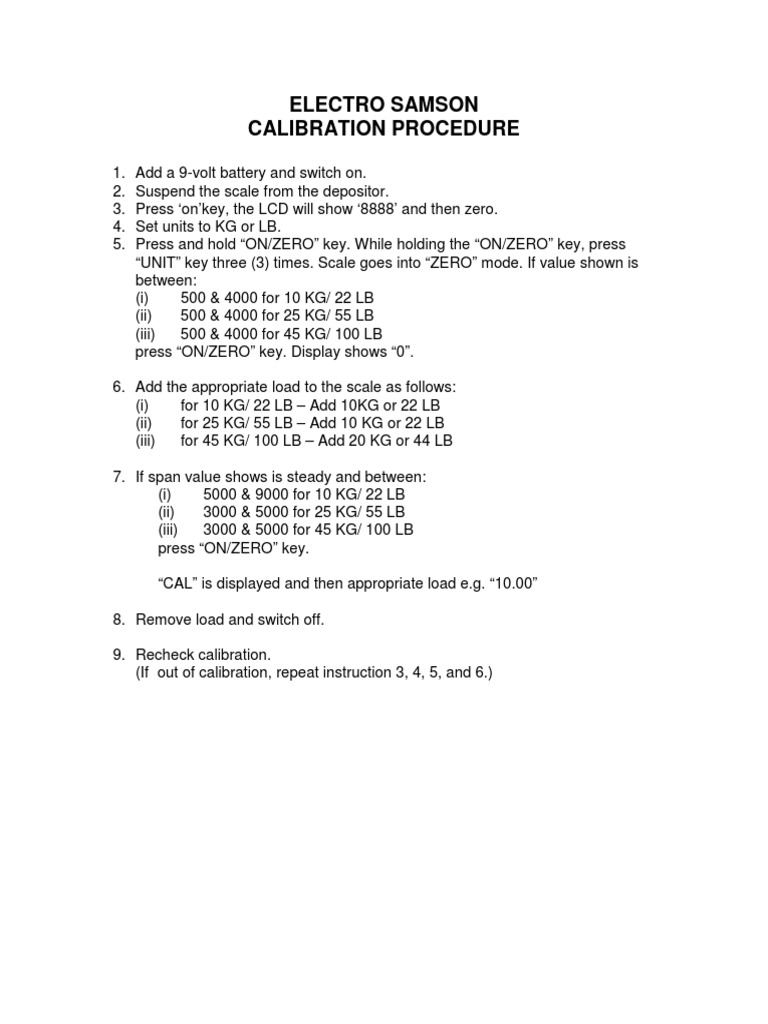 Samson Scale Calibration Guide | PDF | Science & Mathematics