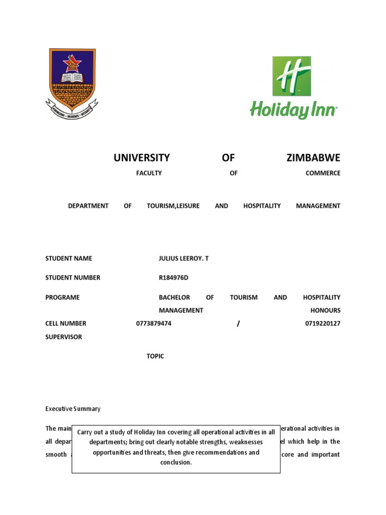 University OF Zimbabwe | PDF | Hospitality Industry | Hotel And