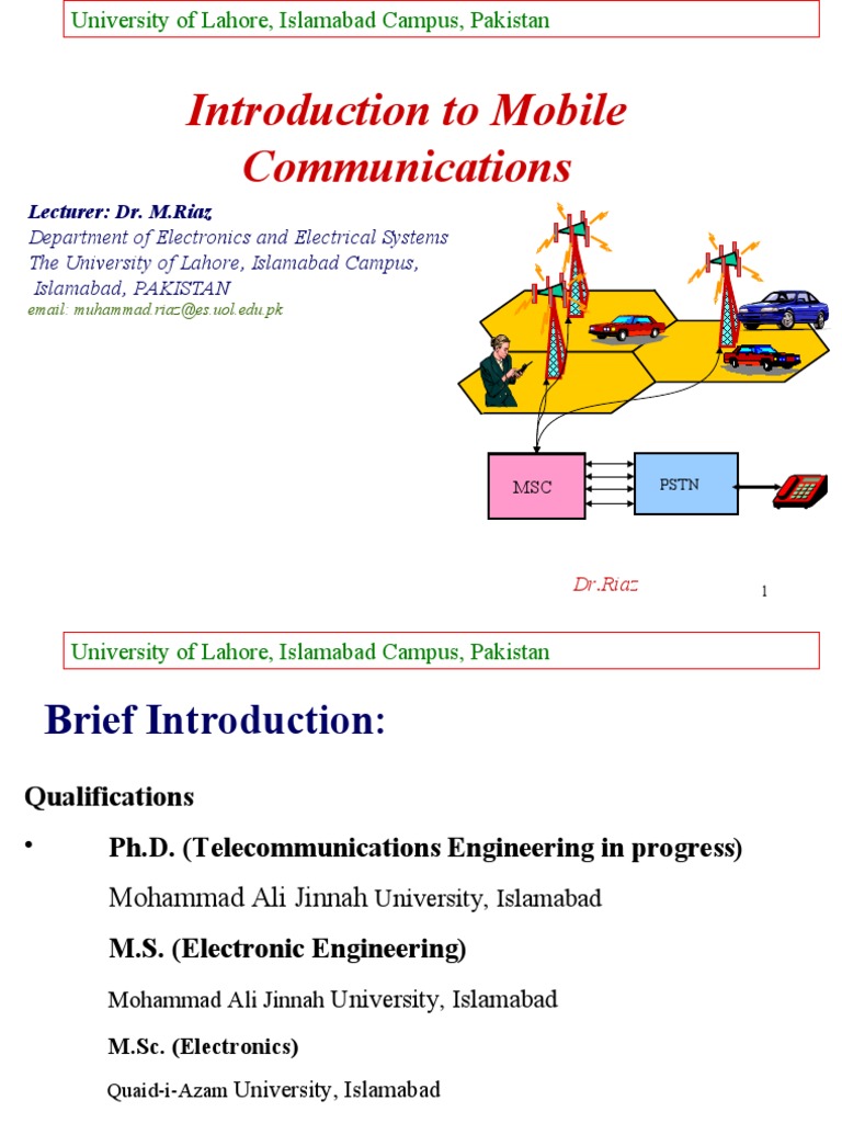 Introduction To Mobile Communications: Lecturer: Dr. M.Riaz | PDF ...