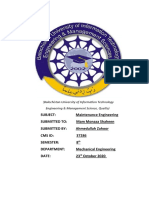 Maintenance Engineering report submitted by Ahmedullah Zahoor