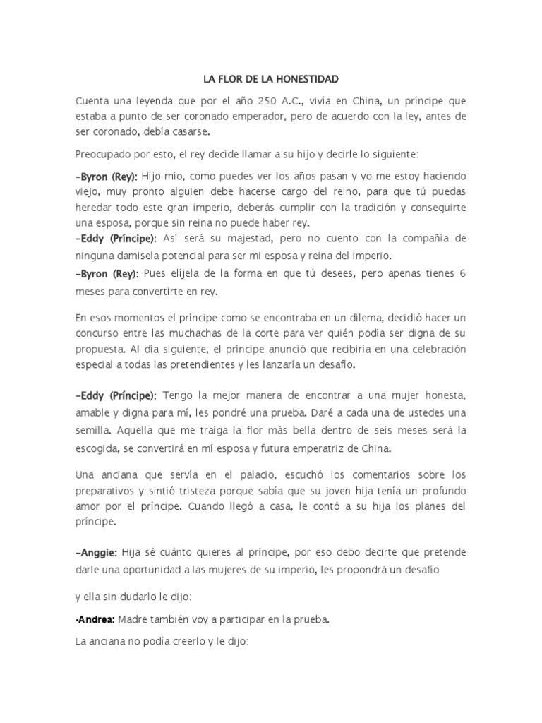 Guión La Flor de La Honestidad