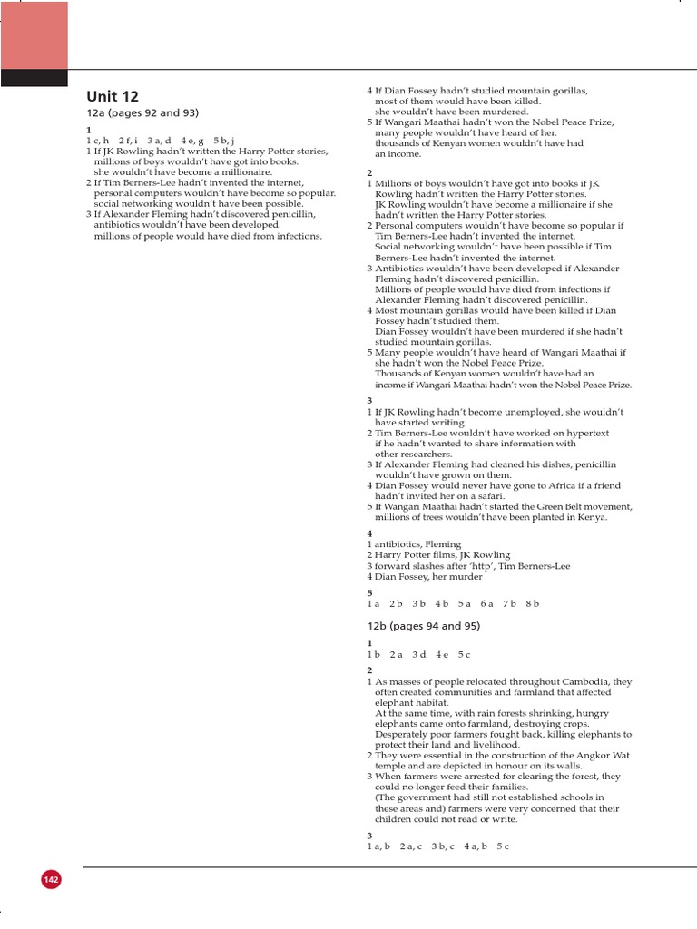Workbook Answer Key UNIT 12 PDF | PDF