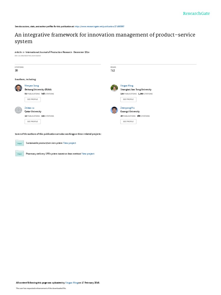 An Integrative Framework For Innovation Management of Product-Service ...