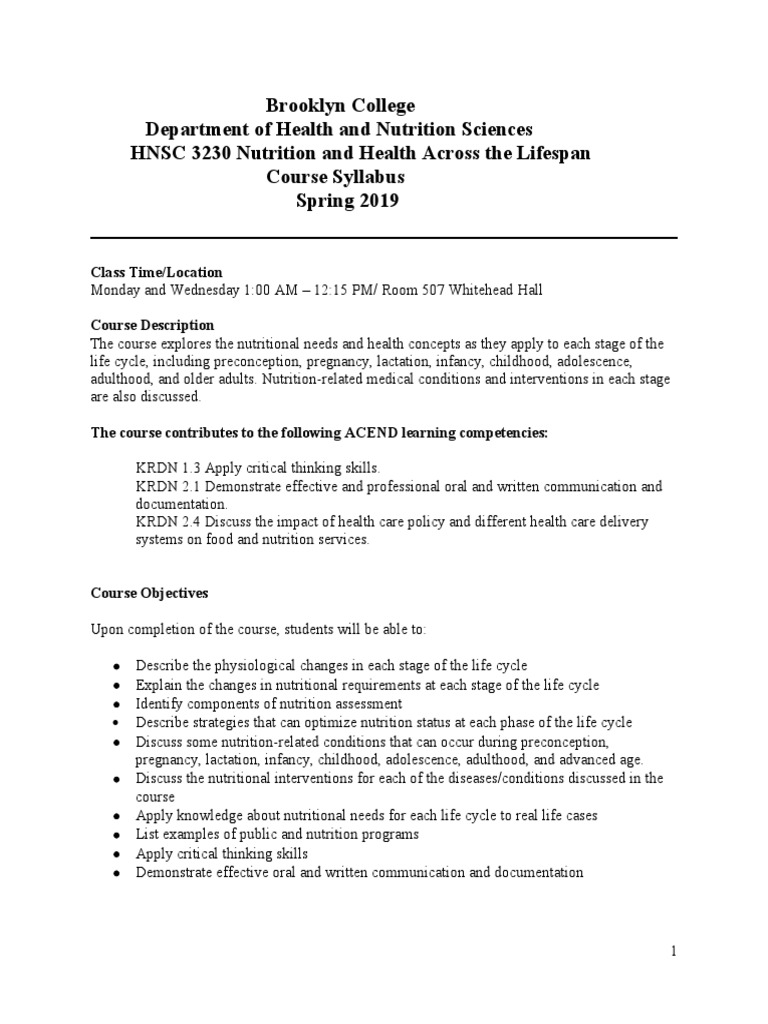 Spring 2019 HNSC 3230 mw11 Syllabus - R Alraei | PDF | Childhood | Test ...