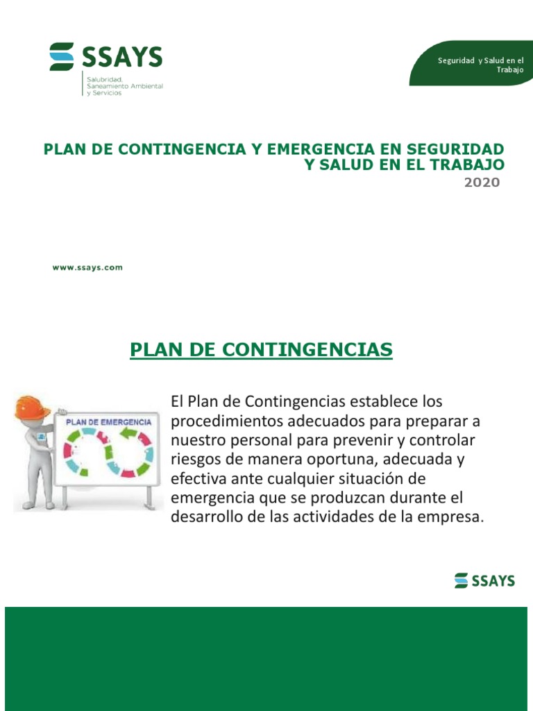 Plan de Contingencia en Seguridad Laboral | PDF | Seguridad y salud ...