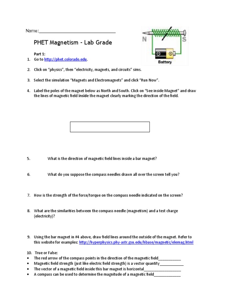 PHET Lab Grade Name PDF Compass Field