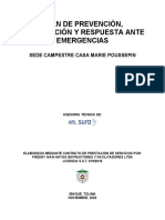 Plan de Prevención, Preparación y Respuesta Ante Emergencias de La Sede Campestre Casa Marie Poussepin